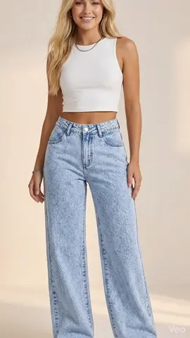 A busca pela wide leg perfeita acabou! ✨ Marmorizada, cintura alta e veste como uma luva. #wideleg #jeansmarmorizado #lookdodia #modafeminina #achadinhos 