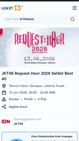 Baru Juga Beberapa Menit Sudah Sold Saya Juga Kebagian Tiket Kok cat 7😃 #jkt48 #jkt48fight #rhjkt48 #requesthourjkt48 #memberjkt48 #jkt48member #teamdream #teampassion #teamlove #jkt48trinee #jkt48edit #jkt48newera 