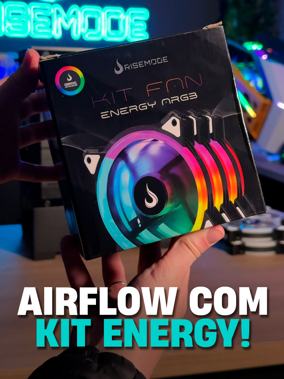 Airflow bem montado muda tudo no setup 💨🔥 Além de deixar o PC mais frio, ainda transforma o visual com muito LED 👀 Quer montar um setup bonito e refrigerado? Garanta já o Kit Fan Energy ARGB da Rise Mode aqui pelo TikTok Shop⚡