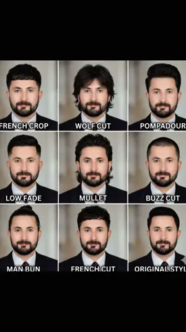 Haircut Prompt Tutorial 🎀 1. Open gemini ai 2. Input prompt below 3. Put Prompt below. My face must remain 100% identical in every panel - same nose shape, face shape, jawline, eyes, lips, ears, proportions, expression, and facial details. Do NOT change or reshape my face in any way. The only allowed facial change is: - Slightly fairer and brighter skin tone, evenly toned, natural-looking (no whitening effect, no plastic skin). The collage should be arranged in a clean grid layout, with consistent lighting and angle, showing different haircut variations. Hairstyles (each in a separate panel): French Crop Wolf Cut Pompadour Low Fade Mullet Buzz Cut Man Bun French Cut Each panel must include clear, readable text labeling the hairstyle name placed neatly below or above the image. Hair should look realistic, natural texture, correct density, professional barber finish, and suit my head naturally. Studio lighting, neutral background, ultra-sharp focus, DSLR quality, realistic shadows. No face swapping, no different person, no Al-generated face, no exaggeration, no aging, no slimming, no reshaping. Final result should look like a professional hairstyle comparison collage using the same person. Optional Negative Prompt (if supported) Different face, altered nose, altered jaw, face distortion, unrealistic whitening, blur, low quality, cartoon, anime, incorrect labels, uneven lighting. #viral #trending #prompterchallenge #fyp #unfreezemyacount 