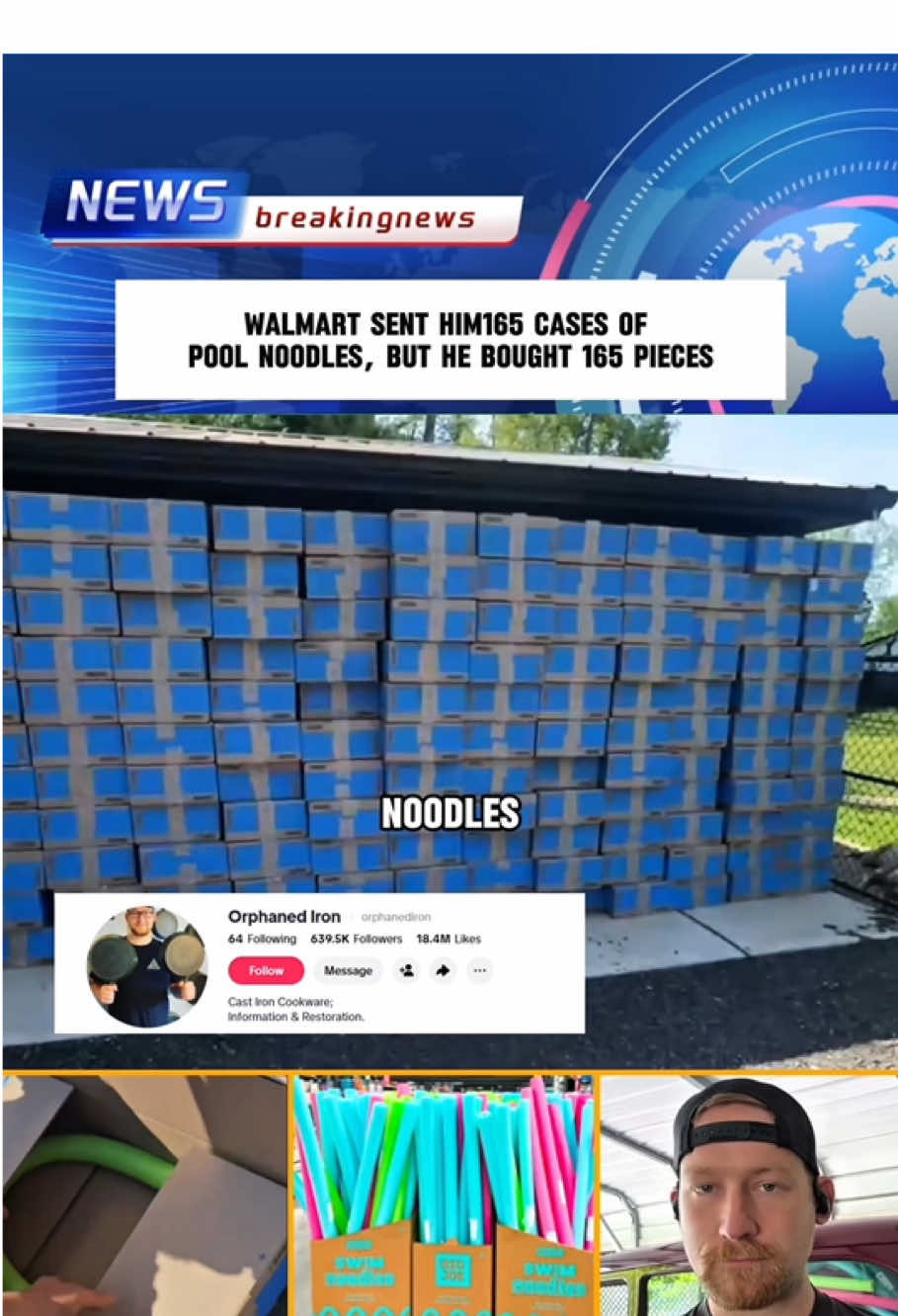 Walmart sent him 165 cases of pool noodles, but he bought 165 pieces#walmart #poolnoodles #news #usa🇺🇸 #foru