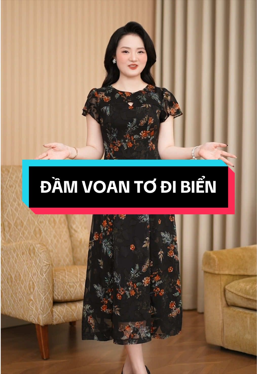 Đầm voan tơ diện đi biển cho các Quý cô #lybeeshop #thoitrangtrungnien #donutrungnien #damtangme #vaytrungnien 