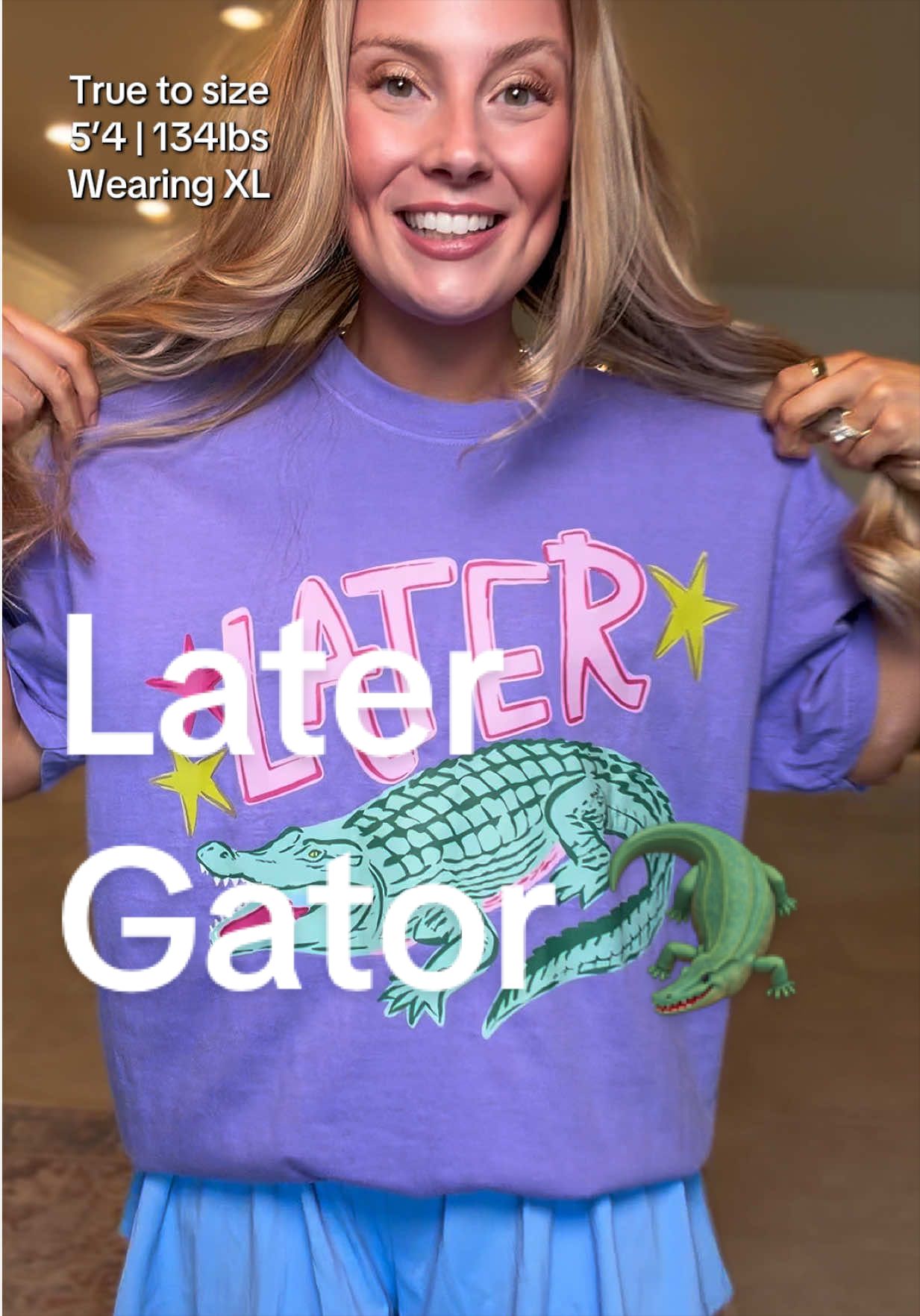 This Later Gator Comfort Colors tee is the perfect mix of comfy and playful 🐊 oversized graphic tees are basically a summer staple at this point and this one has the cutest southern casual vibe.