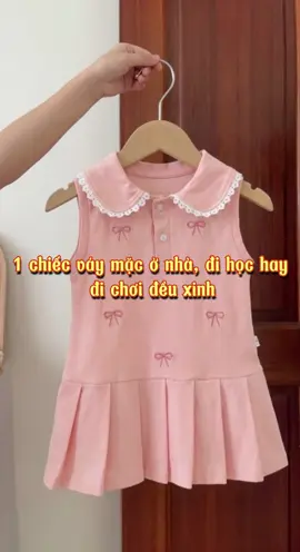 Váy polo nơ hồng cổ sen xinh xắn cho bé gái 9-22kg