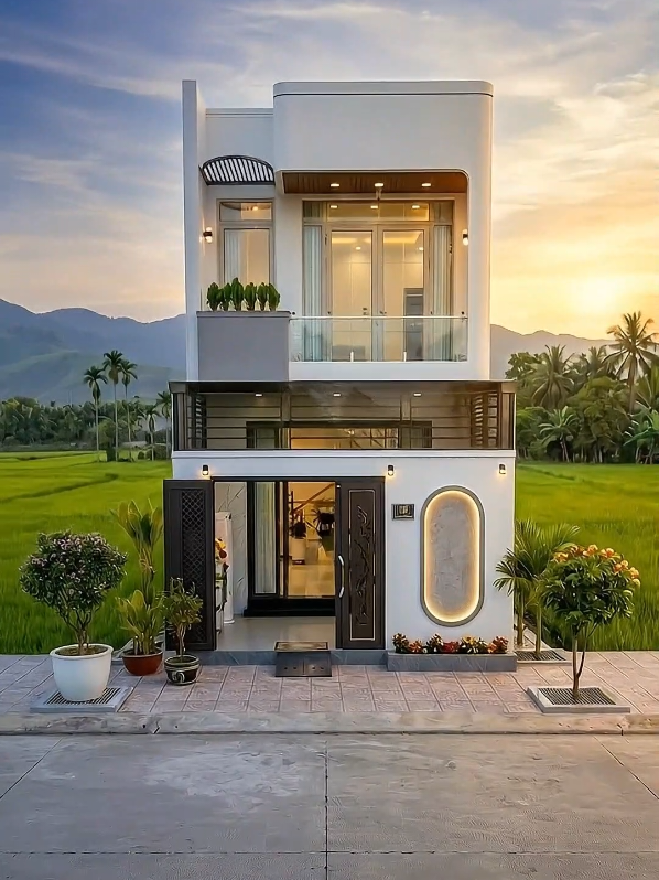 🏡 Mỗi ngôi nhà không chỉ là nơi để ở… mà còn là nơi bắt đầu của những giấc mơ. Giới thiệu mẫu nhà phố 2 tầng hiện đại với thiết kế sang trọng, tối giản nhưng đầy tinh tế ✨ Tone trắng thanh lịch kết hợp những đường nét kiến trúc mềm mại, ban công kính rộng thoáng cùng hệ đèn ngoại thất nổi bật tạo nên vẻ đẹp cuốn hút cả ngày lẫn đêm. 🌿 Không gian mở, đón gió và ánh sáng tự nhiên 🪟 Mặt tiền nổi bật – sang trọng – khác biệt 🏘️ Thiết kế tối ưu công năng cho gia đình trẻ 💎 Vẻ đẹp hiện đại, bền vững theo thời gian 🌅 Sống giữa thiên nhiên, tận hưởng từng khoảnh khắc bình yên Một tổ ấm không chỉ đẹp… mà còn thể hiện đẳng cấp và gu sống của gia chủ. Bạn chấm mẫu nhà này bao nhiêu điểm? 😍 📩 Inbox ngay để được tư vấn thiết kế – thi công trọn gói 📞 Biến ngôi nhà mơ ước thành hiện thực cùng chúng tôi! 