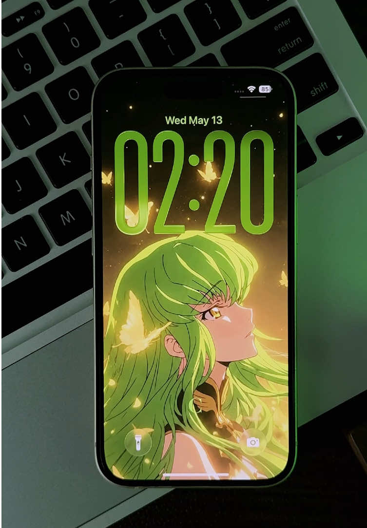 C.C. lockscreen customization 💚 lockscreen widget animation+ anime aesthetic setup. C.C. is still one of the prettiest and coolest anime girls ever. #cc #codegeass #hanasq #anime #animegirl 