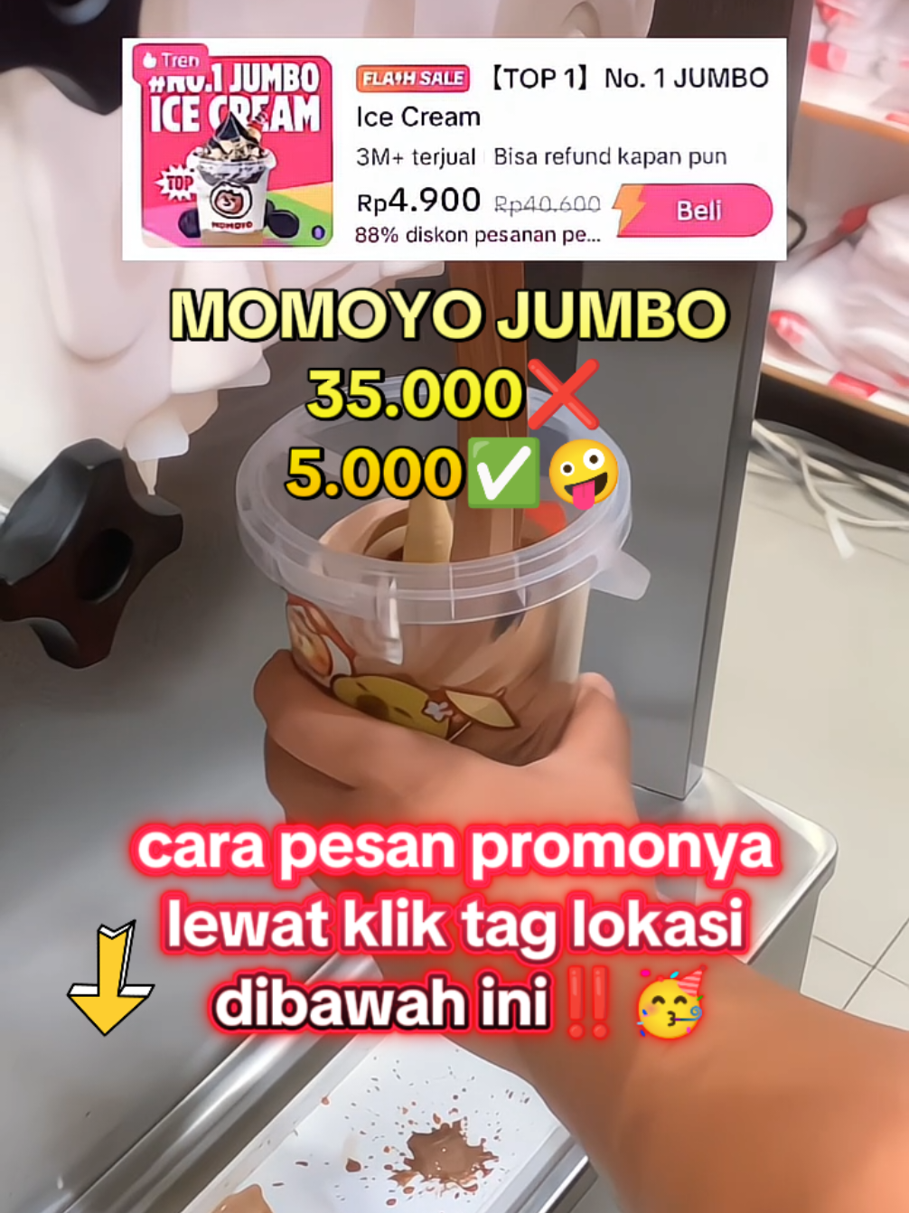 ‎PROMO MOMOYO TERDEKAT ‎Begini cara dapetin PROMO MOMOYO: ‎1. Klik tag lokasi di bawah dan pilih produk yang mau kamu beli (Vocer bisa di tukar di semua outlet momoyo di Indonesia) ‎2. Bayar menggunakan DANA/Mbangking ‎3. Pergi ke outlet momoyo terdekat ‎4. Tukarkan vocernya dengan memperlihatkan barcode ke kasir. ‎5. Selamat mencoba ‎#momoyo #promomomoyo #momoyoicecream #lsdagency #fyp 