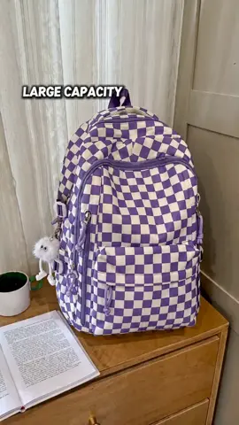 Women's Large-Capacity Plaid Backpack, Lightweight Casual Design with Zipper Closure, Pendant Charm, Ideal for School, Campus, Work Commutes #schoolbag #versatilepurse #fashionbags #bestcrossbodybagfortravel #baglover👜 #largecapacitylunchbag #laptopbackpack #besteverydaybag #bestbackpacks #kpopbackpack