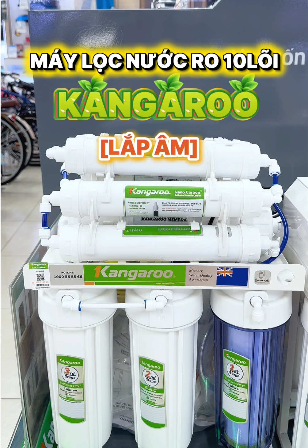[Tặng lõi 1 2 3][Free lắp đặt] Máy lọc nước Ro Kangaroo 10 lõi, thương hiệu Việt-Nhật, có vòi và bình chứa #maylocnuoc #kangaroo #xuhuong #trending #trend 