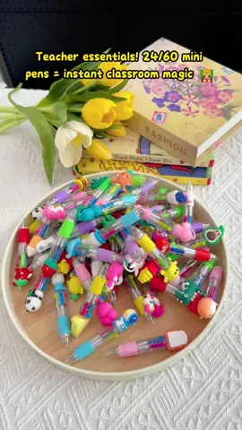 60 cute pens, all with different adorable designs ✨ No duplicates — every kid gets their own unique one 🥹💖 Perfect for classroom gifts, prize boxes, party favors & back to school 🎒⭐ Big 60-pack value that’s cute, fun, and enough for the whole class 🍭🚌#tiktokshopmemorialday #cutepens #backtoschoolshopping #backtoschoolhaul #teachersupplies 