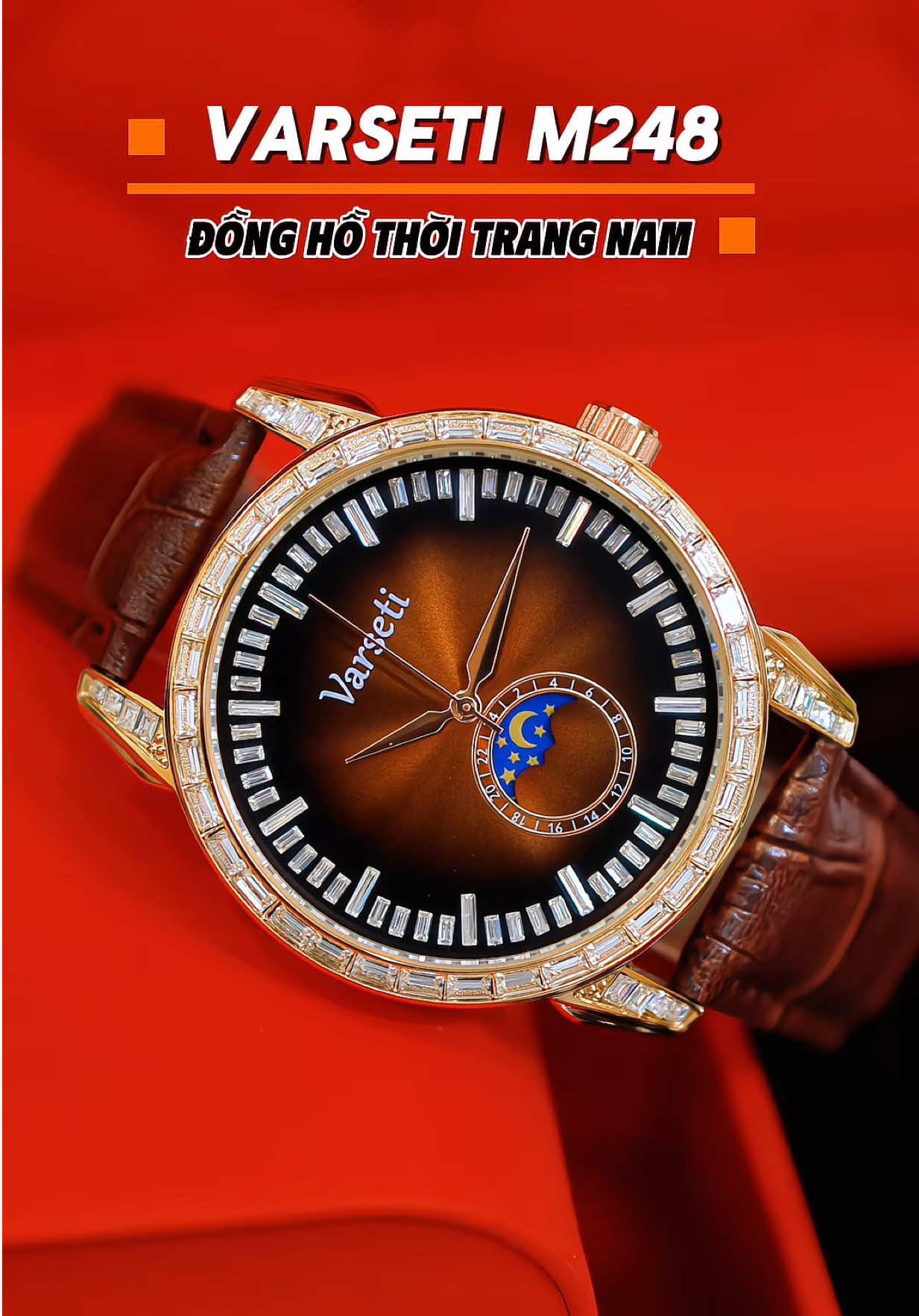 Đồng hồ thời trang nam Varseti M248 phiên bản đính đá sang trọng #dongho #donghonam #donghothoitrang 