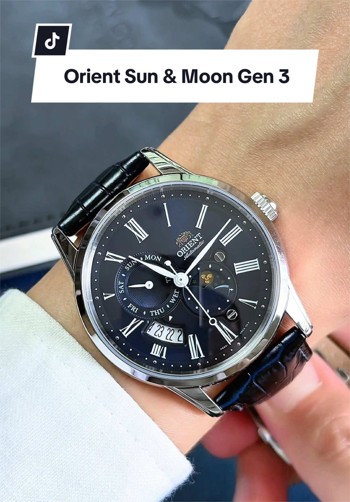 Orient Sun & Moon Gen 3 mặt xanh dương trẻ trung 💙 #donghochinhhang #donghonam #orient #orientsunandmoongen3 #hoanghaluxurywatch3 