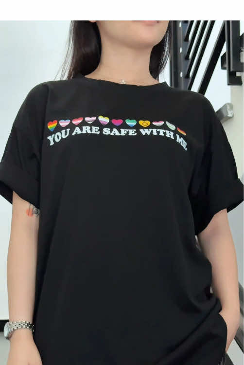 You’re safe with me 🌈🫶 #blacklivesmatter #LoveIsLove #feminismisforeveryone #mybodymychoice #nooneisillegal #treatpeoplewithkindness #readbannedbooks #transrightsarehumanrights #scienceisreal #Pride #pridemonth #lgbtq #prideshirt #🏳️‍🌈 