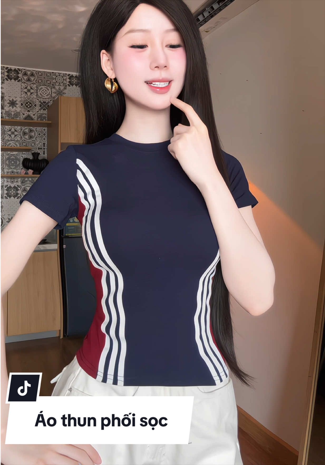 Áo thun phối sọc
