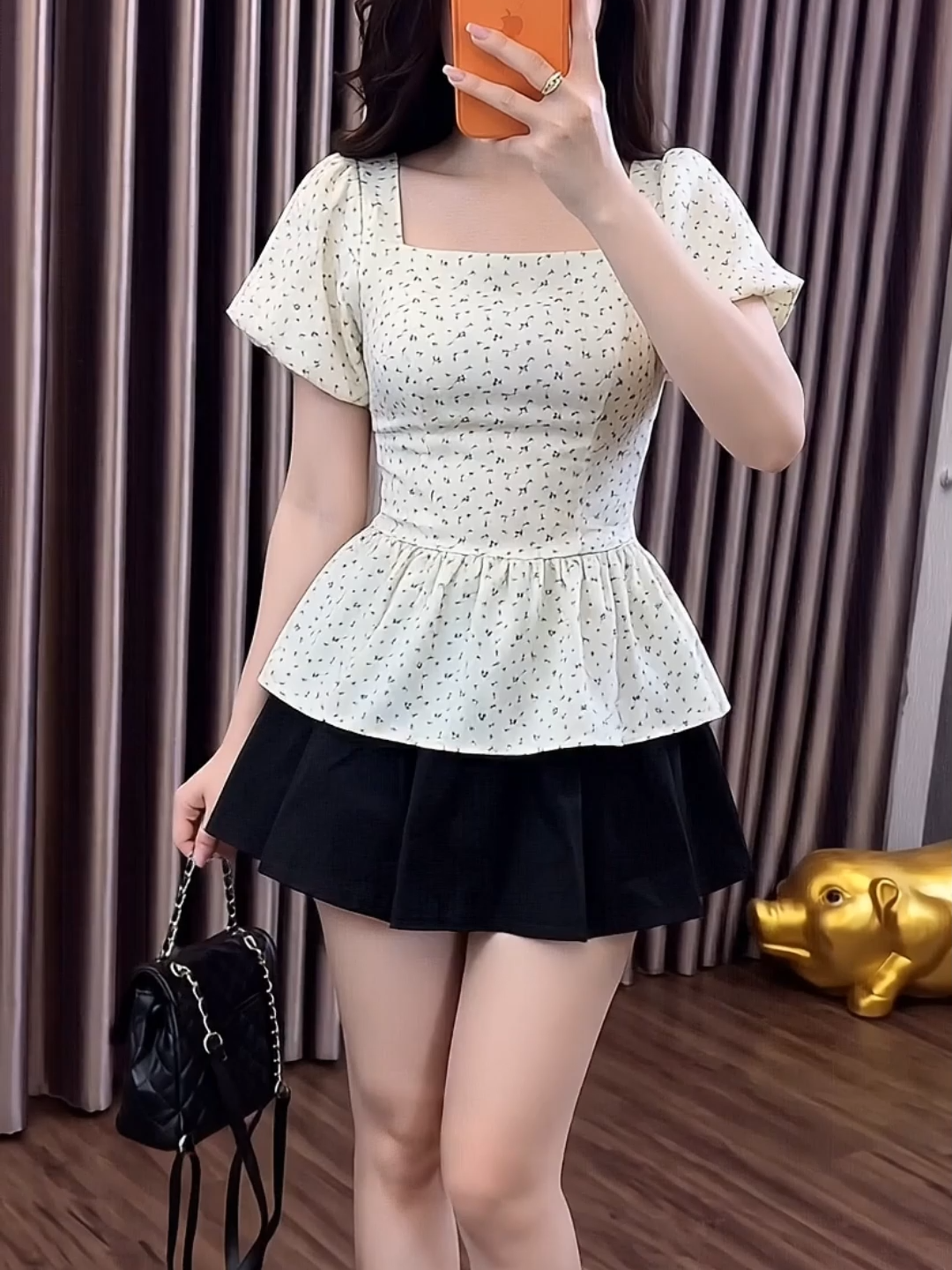 Áo Babydoll Hoa Nhí Tay Bồng Lưng Chun A894 Su Chang Thời Trang Nữ#ggoufits