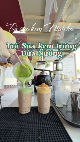 Cách pha trà sữa kem trứng dừa nướng và trà sữa kem Matcha #trasuakemtrungduanuong #trasuakemmatcha #nguyenlieuphache 