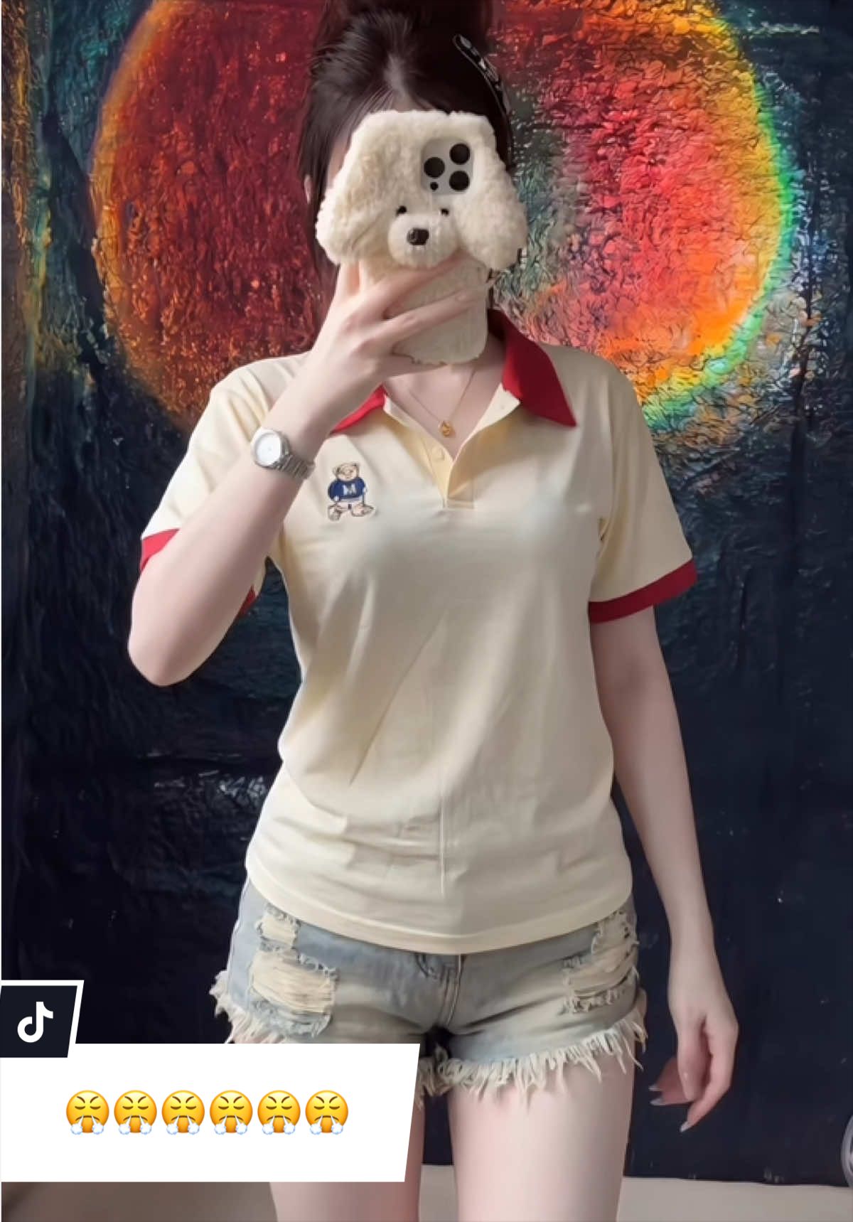 Áo Polo THÊU HÌNH GẤU Form Baby Tee Make It Rain, Form Nhỏ Áo có cổ bẻ#aonuxinh #aopolonu #thoitrangnu #hottrend 