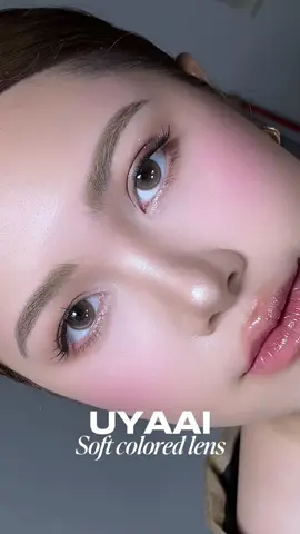 UYAAI soft colored lens in LOVESICK BROWN💕 #uyaai #brownlenses #coloredlens #fyp 