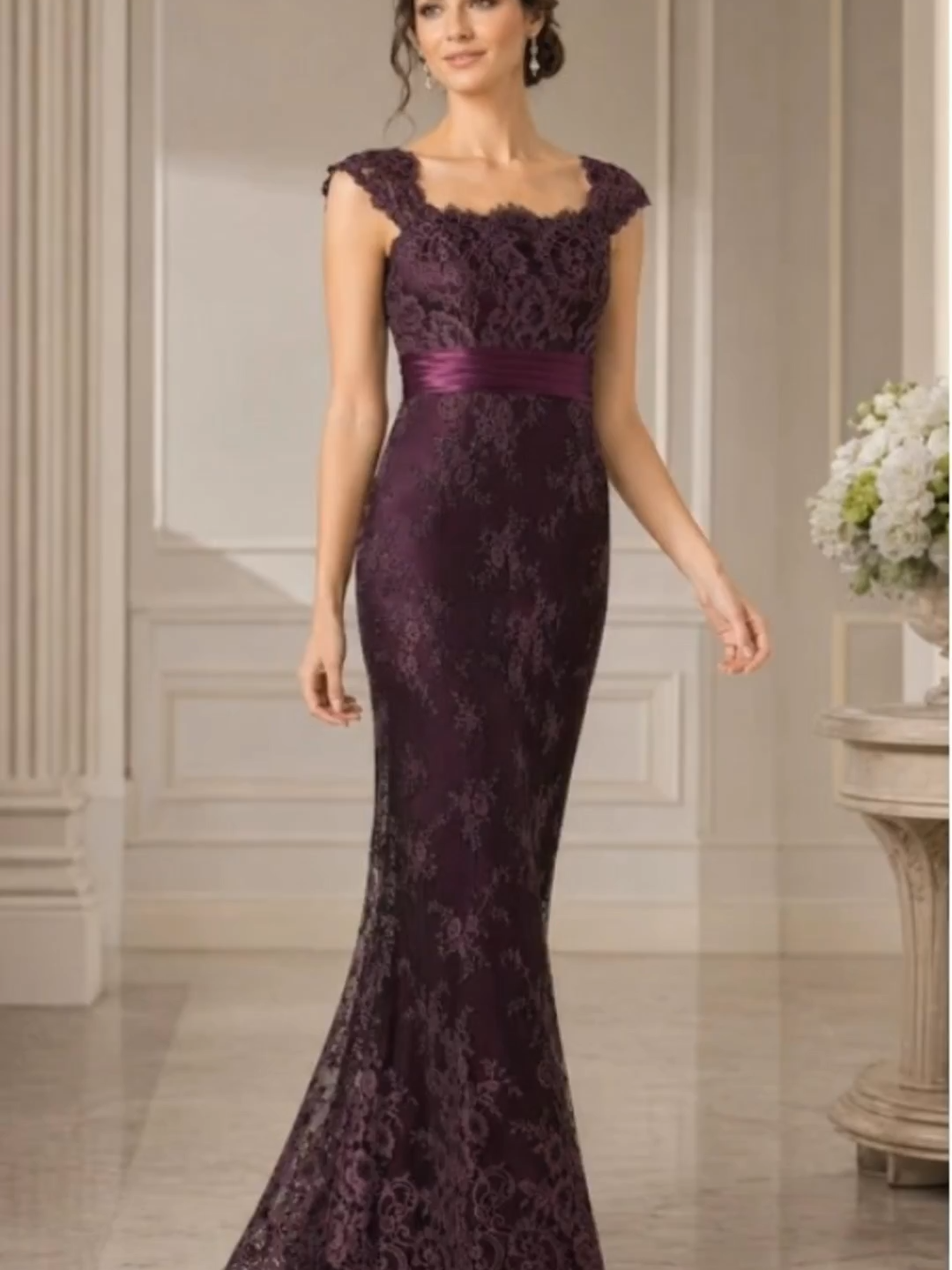 Inoava.com_Cap_Sleeved_Square_Back_Mother_Of_The_Bride_Dress@lnoavacom