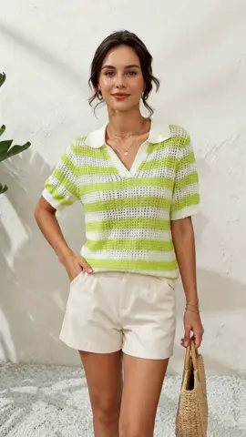 I absolutely love this! Check out the details. It features a **cute striped pattern** and a really nice neckline. It's **breathable and lightweight**, perfect for summer. I'm wearing a small, and the **quality is great**! Don't miss out! #summertanktops #summerclothingessentials #shortsshortsleeveteecasualtshirttiktokshopcybermonday #casualtops #crochettops #easysummeroutfits #relaxedfitwomensset #sporttops #topandshortsset #sportstanktop