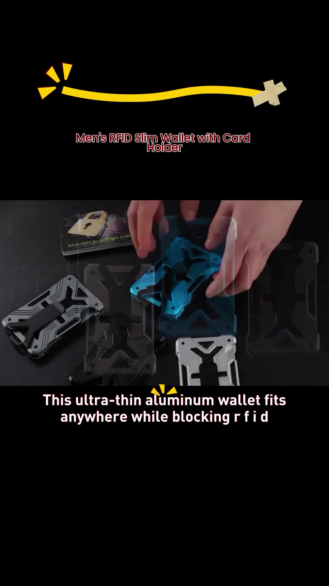 Multifunctional Men's Wallet Tactical Money Clip RFID Blocking Minimalist Front Pocket Ultra-Thin Aluminum Credit Card Holder with Transparent ID Slot for 15 Cards #Men's #Wallet #gift #festival #fashion #daily