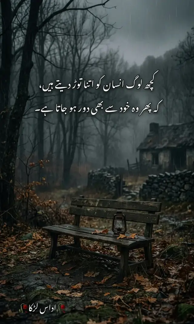 کچھ لوگ انسان کو اتنا توڑ دیتے ہیں، کہ پھر وہ خود سے بھی دور ہو جاتا ہے۔