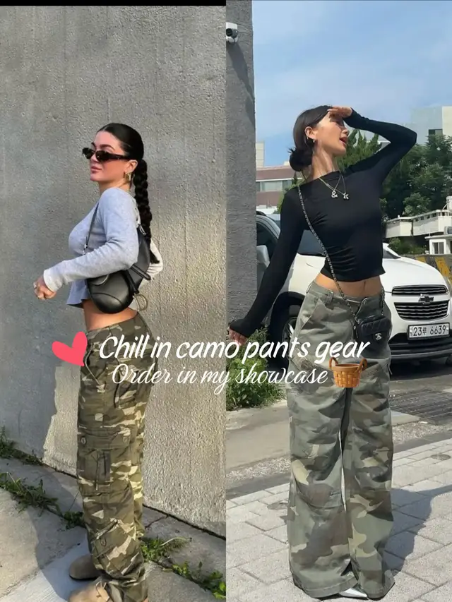 Camo pants for that chill, everyday style! Just tuck in a basic top and you're good to go. Perfect for a relaxed day out. Order now on my showcase 🧺 #camo #casualfashion #camopants 