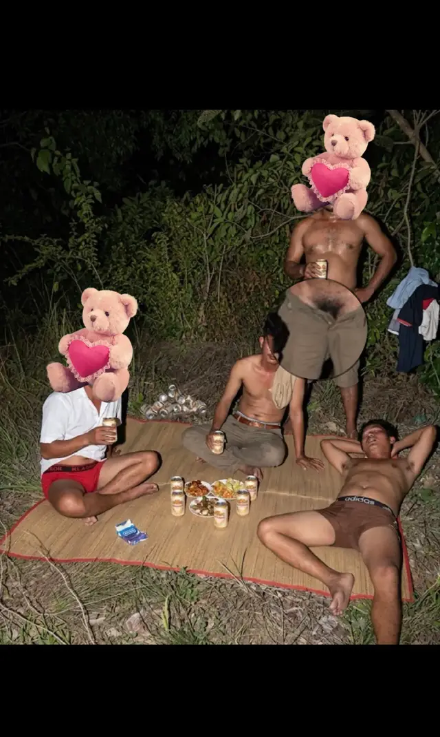 Just sharing a chill moment with some friends, drinking beer and relaxing. I like guys who are into drinking, smoking, and staying fit. Nothing fancy, just how I like my weekends.