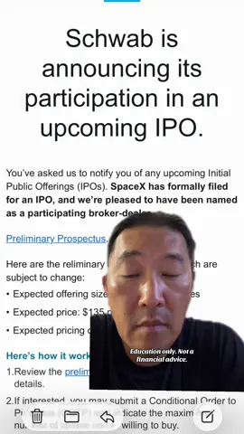 SpaceX IPO is now available on Charles Schwab.  #creatorsearchinsights #ipoinvesting #spacex #spacexipo 