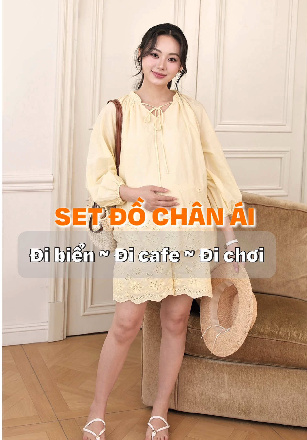 Set đồ chân ái cho mẹ bầu mùa nắng nóng đây ạ ✨ #lamme #lammevietnam #lammeghelamme #thoitrangbau #outfitbau