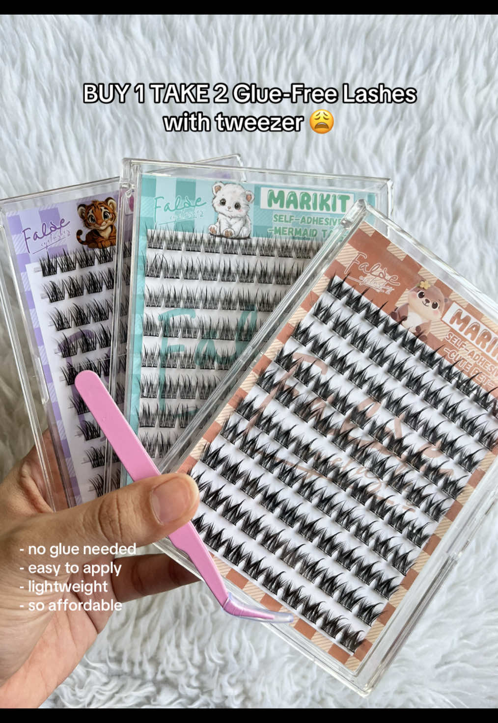 BUY 1 TAKE 2 Glue-free Cluster Lashes 😩  #marikitlashes #gluefreeeyelashes #clusterlashes #selfadhesivelashes #marikitclusterlashes 