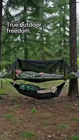 Tired of banana back pain?  This lay-flat hammock ends it ALL!  Mosquito-proof, storage, & converts to a porch—game changer!  #CampingHacks #BackyardLife #TikTokMadeMeBuyIt #OutdoorEssentials