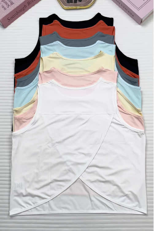 Stay breezy and fit in this back-cross split workout tank 🤍💪#quickdry #top #tanktop #sportswear #womensfashion 