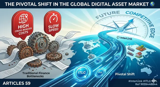 ARTICLES 59: THE PIVOTAL SHIFT IN THE GLOBAL DIGITAL ASSET MARKET 🌍  Traditional finance is exposing major bottlenecks in cross-border payment costs and speed. InterLink steps in as an open solution to tokenize real economic activities. Recognizing this vision early gives you a massive competitive edge for the future. #InterLink #ITLG #ITL