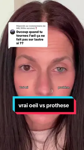 Réponse à @idk( Billie version)❗ Ça reste une prothèse mais j’ai la chance d’avoir tjs les muscles oculomoteurs donc elle suit comme elle peut et parfois moins et je louche 😅 #prothese #oeil #evisceration #mouvement #bizouauchat 