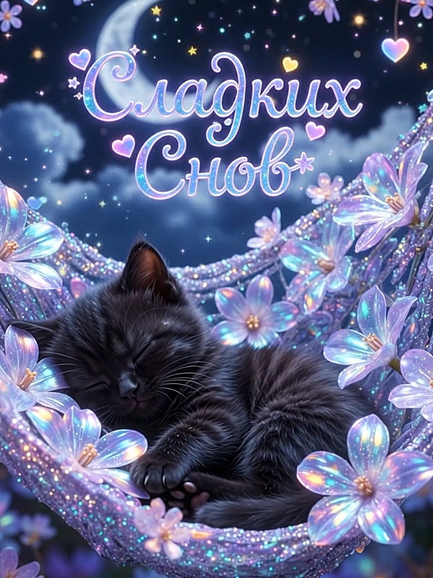 🌙Сладких Снов Котик✨ #добрыепожеланияотвики #спокойнойночи #сладкихснов #котикспитвгамаке #длятебя 