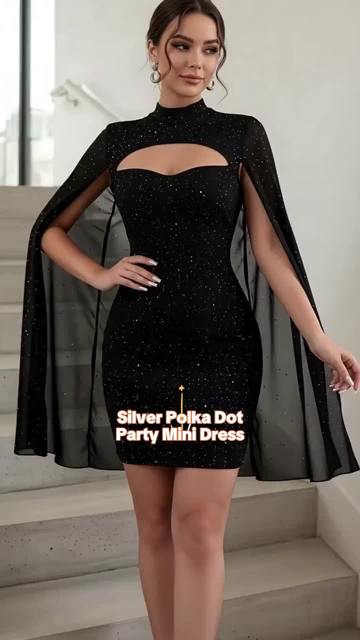 Women's Fashion Party Dresses Silver Foil Sequins Elegant Mini Dress, Ladies' Party Gown, All Seasons Wear, Stylish Evening Chic Formal Wear Womenswear #dresses #womenpartydress #cocktaildresses #trendydress #womendresses #nicedressesforwomen #trendingdresses #littleblackdresses #girlydresses #afterpartydress