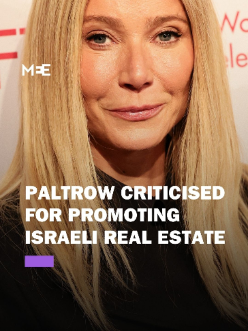 US actress Gwyneth Paltrow has come under heavy criticism after starring in an advert for a luxury residential development in the Israeli coastal city of Herzliya. Paltrow was condemned for promoting real estate in a country accused of committing genocide, ethnic cleansing and war crimes in Palestine and Lebanon. Herzliya was established in 1924 on the land of the coastal Palestinian village of Al-Haram.