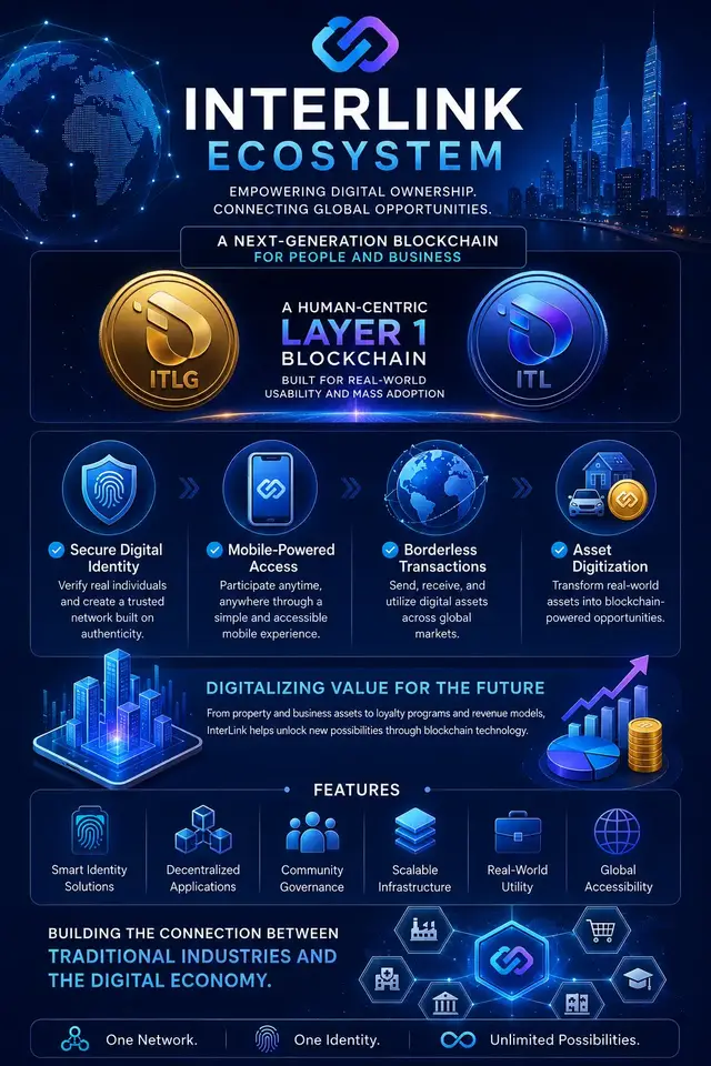 🚀 InterLink Network ($ITLG, $ITL) is a Layer 1 blockchain connecting Identity, Payments, and RWAs. Powered by Proof of Personhood, it builds a trusted network of real users worldwide. 🌐 #InterLink #ITLG #ITL 
