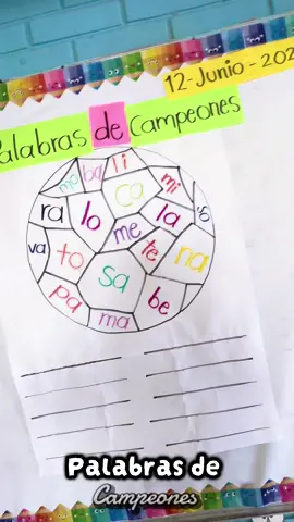 Palabras de campeones 🥅 ⚽️  Trabajamos la lecto/escritura en los alumnos.  #maestraperlita🌈✨🍎 #ModoPartido #mundial2026 