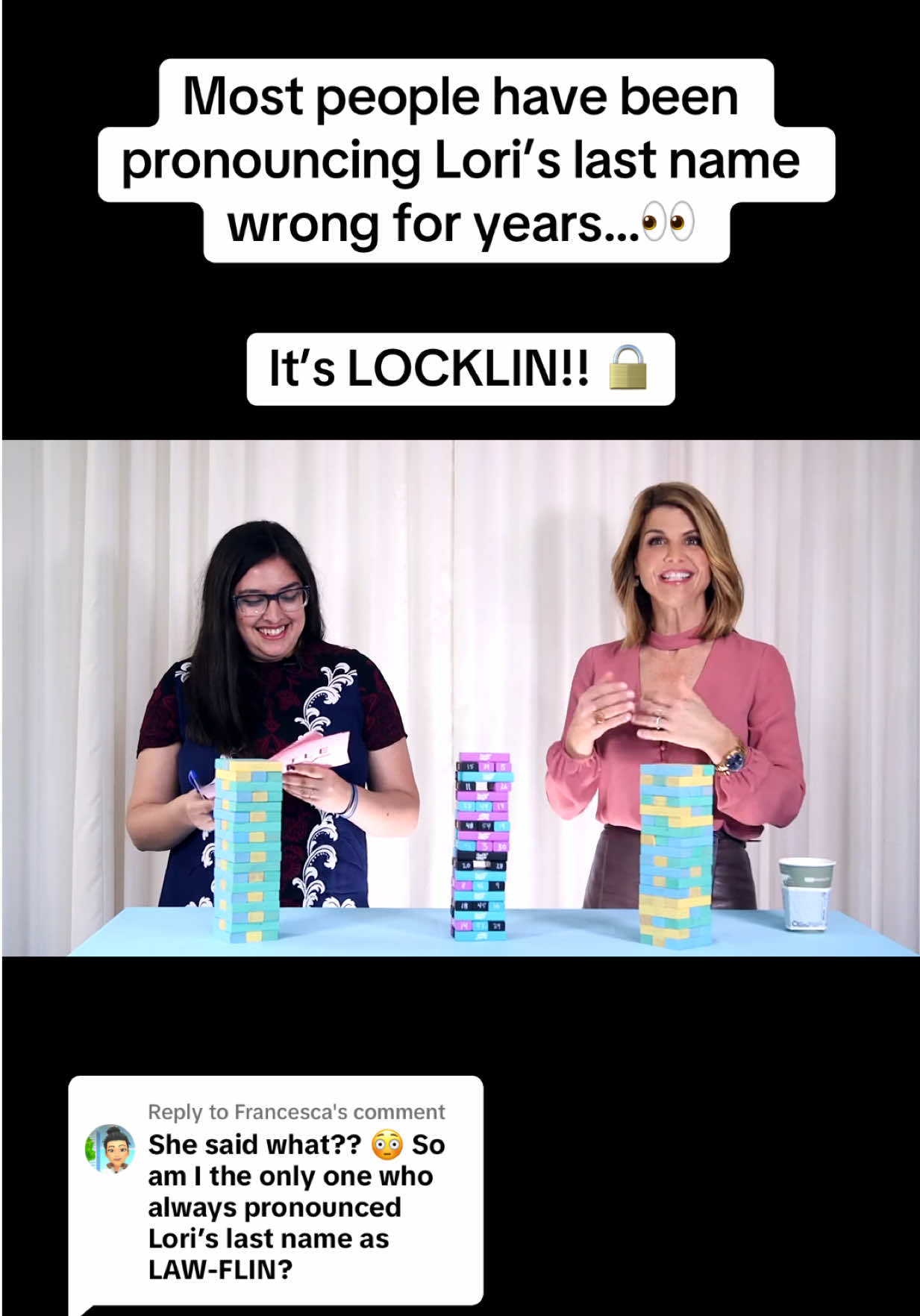 Replying to @Francesca Lori’s last  name LOUGHLIN is pronounced LOCKLIN!! Who’s been saying in wrong for years? 🔒💗 #loriloughlin 