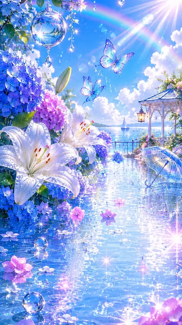 梅雨の季節 紫陽花と百合をイメージして 作成しました(*^^*) 良ければお使いください(*_ _))* #梅雨 #6月のカレンダー #カレンダー壁紙 #紫陽花 #百合