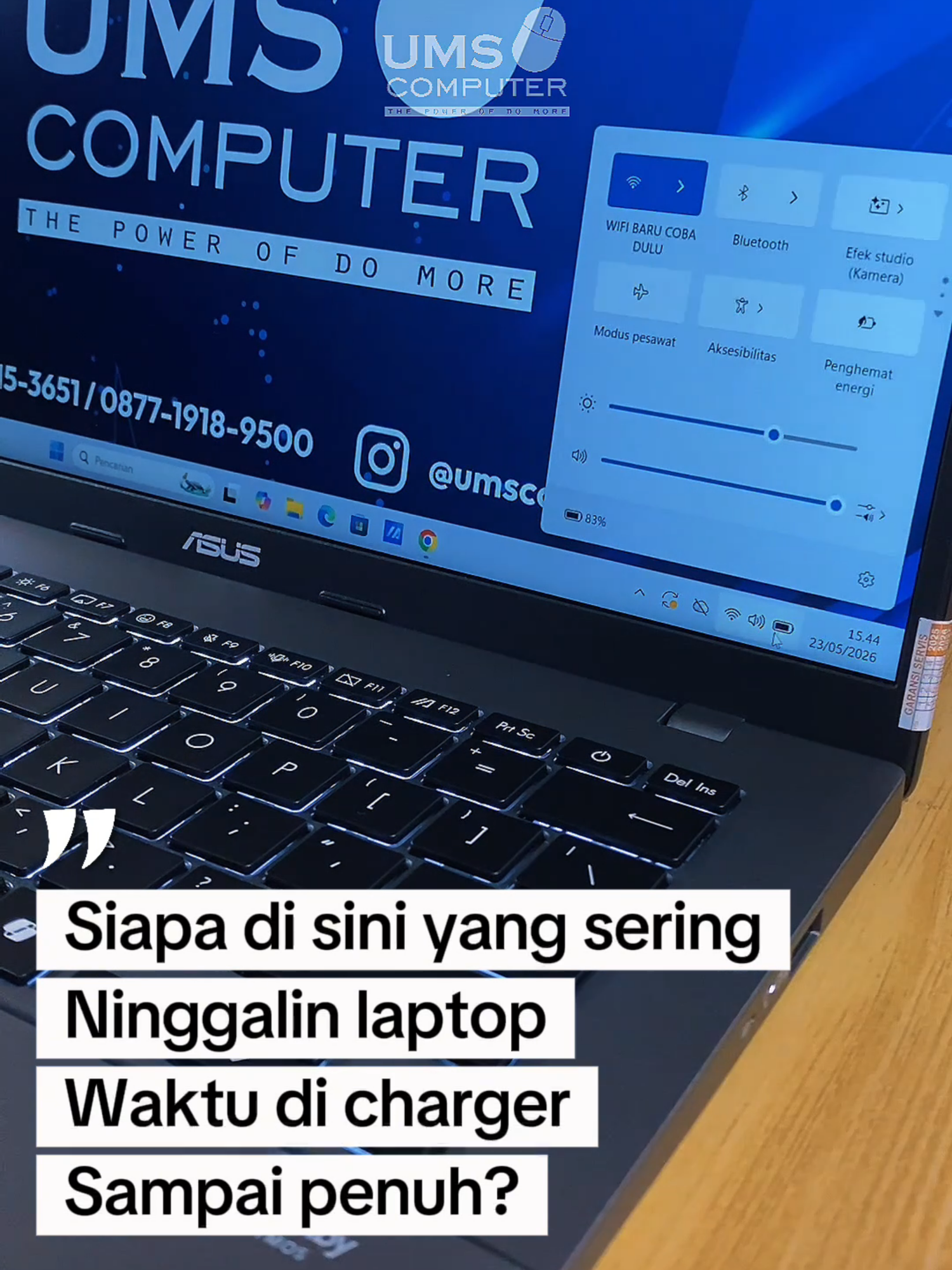 🔋 Sering tinggalin laptop dalam keadaan ngecas semalaman? Tenang, ada fitur yang wajib kamu tahu buat membantu menjaga kesehatan baterai laptop 😎 Fitur ini cocok banget buat kamu yang sering kerja, kuliah, atau lupa cabut charger saat laptop masih terhubung ke listrik. Yuk cek apakah laptop kamu sudah punya fitur ini ✨ 📌 Save dulu biar nggak lupa 🔁 Share ke teman yang laptopnya hampir nggak pernah lepas dari charger 😂 #TipsLaptop #BateraiLaptop #LaptopTips #InfoLaptop #LaptopSolo #UMSComputerSolo #FYP
