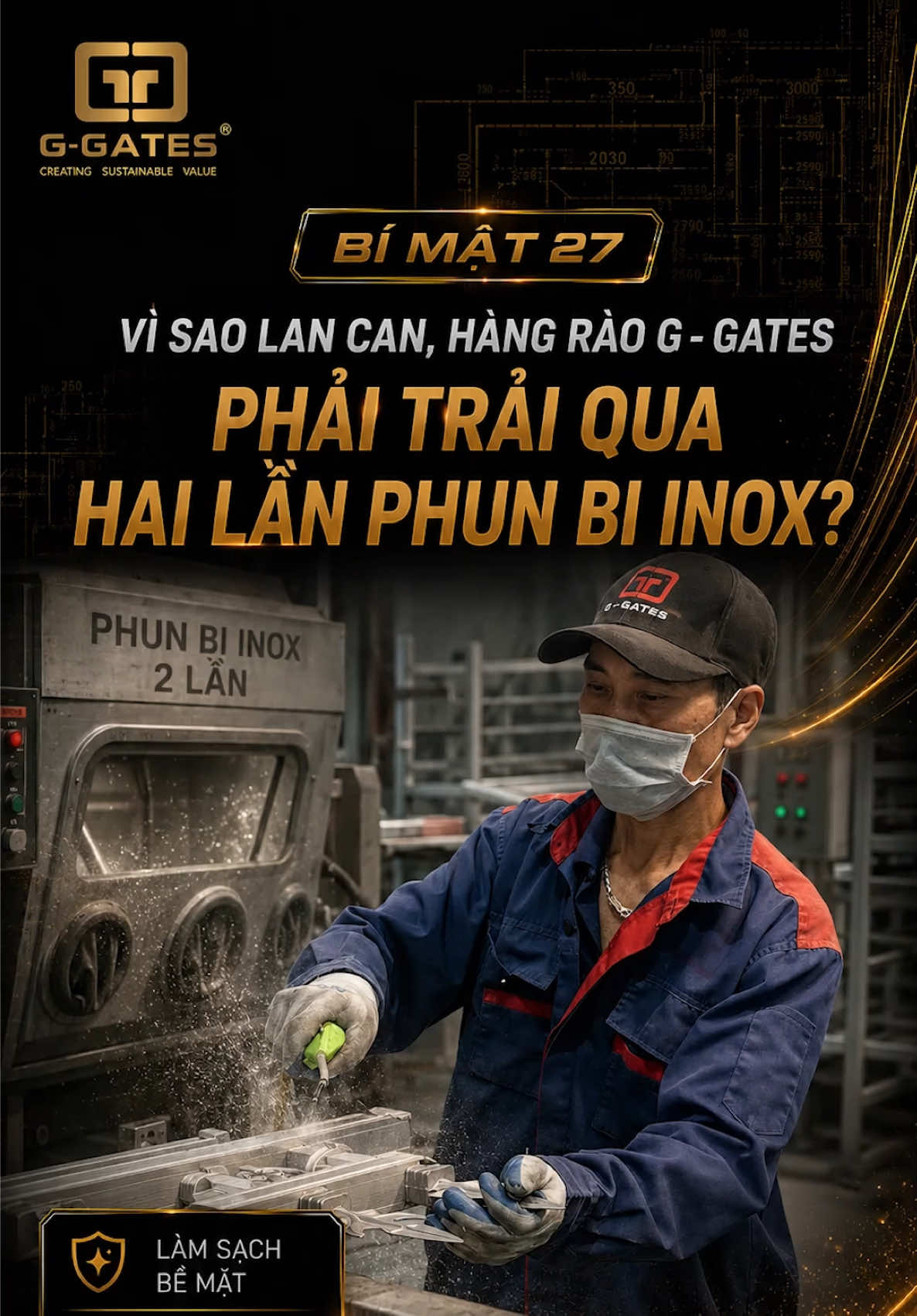 Bí Mật 27: Vì Sao Lan Can, Hàng Rào G-Gates Phải Trải Qua Hai Lần Phun Bi Inox? #xuhuongtiktok  #trending  #bimat  #ggates  #hopkimnhom 