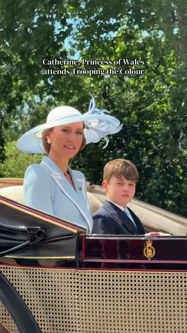 Catherine, Princess of Wales attends Trooping the Colour alongside Prince George, Princess Charlotte, and Prince Louis #fyp #troopingthecolour #katemiddleton #royalfamily #royal 