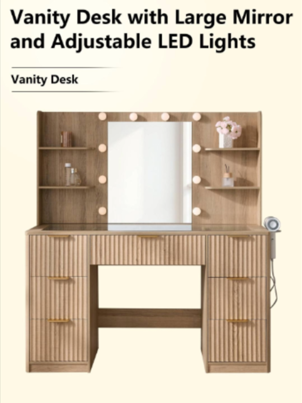 · 3 color modes: Warm, Natural, and Cool. · Press button to switch, hold to steplessly adjust brightness. Perfect for makeup anytime.#DealsForYouDays #indoorfurniture #SummerWins #Amerlife #vanity #furniture #weeklydeals #summergarden