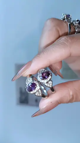Amethyst Aura Zirconia Ring, Mystic Purple Crystal Jewelry for Calm & Intuition, Spiritua##tiktok##tiktokshop##y2kfashion##ringlight##y2k