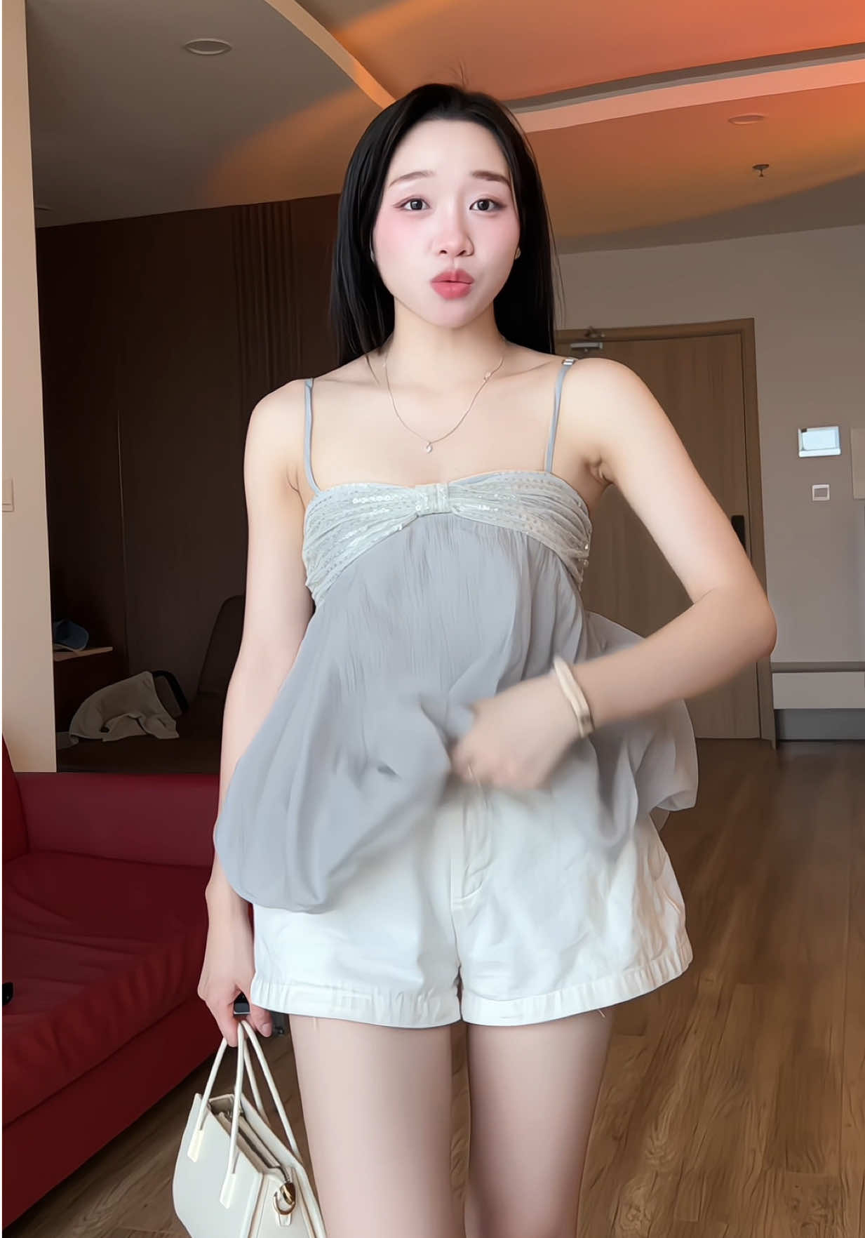 Áo hai dây voan phối kim sa #diemxinhh #aohaiday 