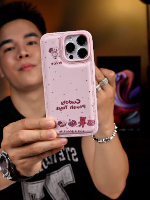Ốp lưng tone hồng họa tiết hình in cute