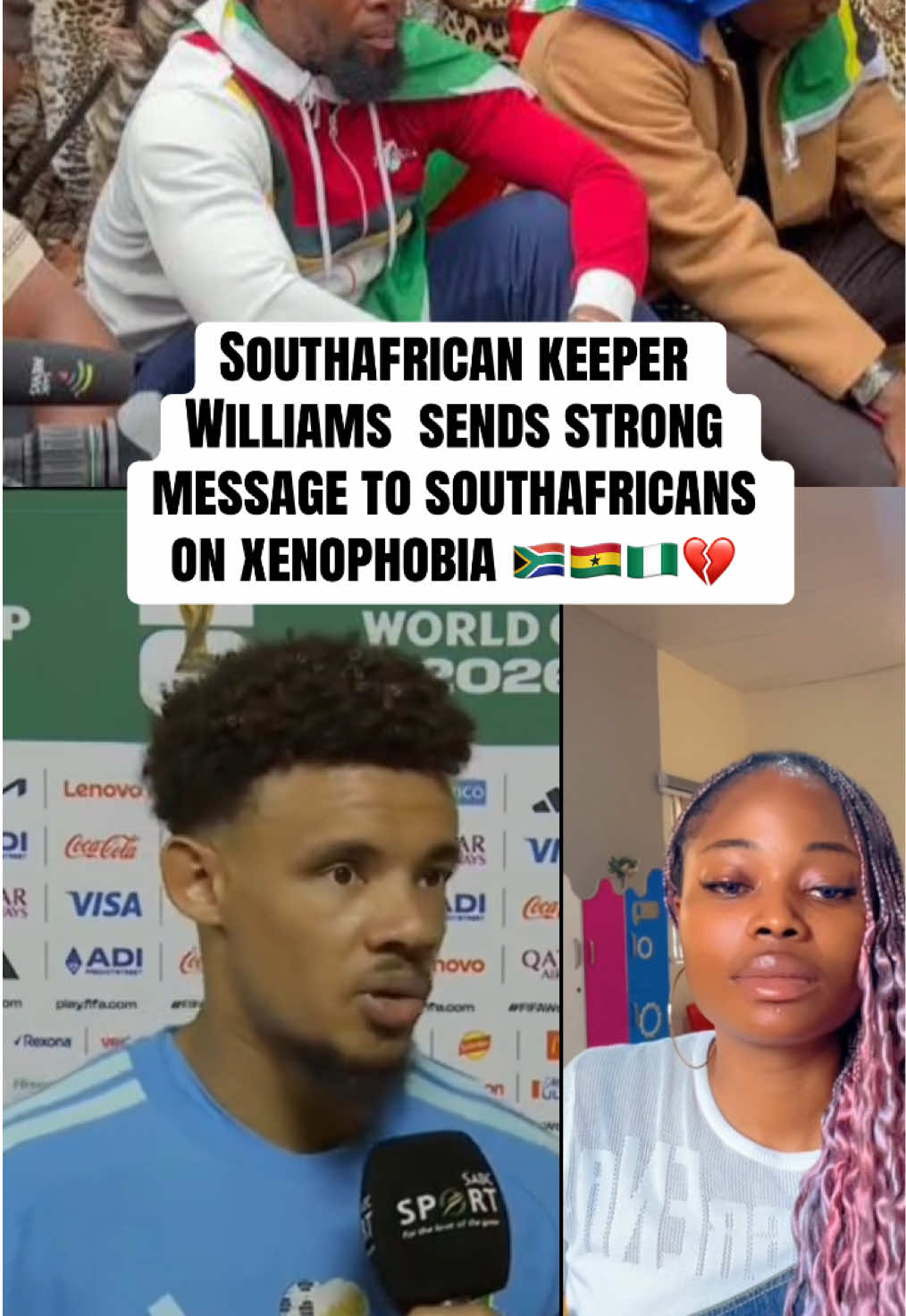 Southafrican keeper Williams  sends strong message to southafricans on xenophobia 🇿🇦🇬🇭🇳🇬💔